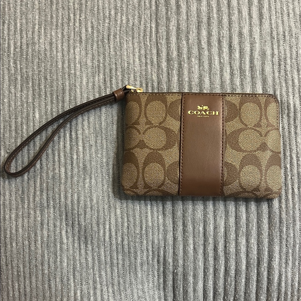 Coach Signature Brown Wristlet